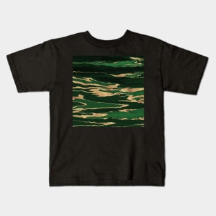 Gold Green Marble Abstract Painting Kids T-Shirt